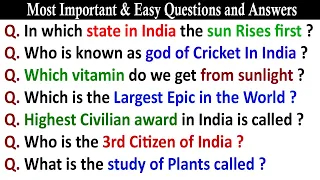 50 Most Important and Easy GK General Knowledge Questions and Answers in English | India GK Quiz