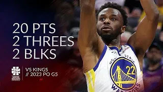 Andrew Wiggins 20 pts 2 threes 2 blks vs Kings 2023 PO G5