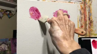 Painting flowers in oil , quick and loose. Palette knife