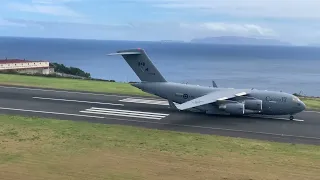 C17 Globmaster ||| Taxing at Madeira airpot and takeoff, the plane going to Canada Airport.✈️✈️