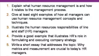 Introduction to Human Resource Management chapter #1