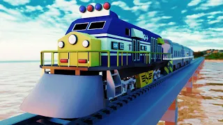 Lego Fall in Water from Train - Funny Cartoon Animation - choo choo train kids videos