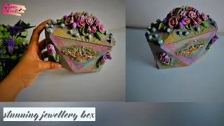 Stunning Jewellery Box | air dry clay ideas| best ot of waste | clay art painting| clay roses