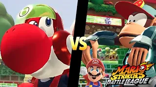 Mario Strikers Battle League Team Yoshi vs Team Diddy Kong in Mushroom Hill