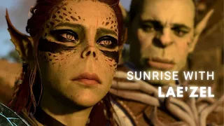 Baldur's Gate 3: Lae'zel love confession in the sunrise