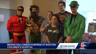 Boston Bruins dress up to surprise kids at Children's Hospital