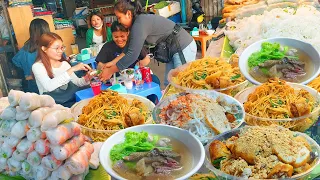 Best Rice Noodle, Beef Noodle Soup, Fried Noodles, Spring Rolls, Congee - Cambodia Street Food