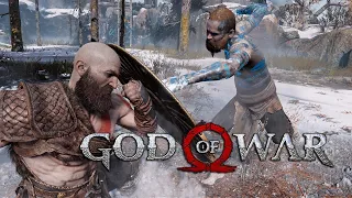 God of War кратос против чужака, бой на кулаках