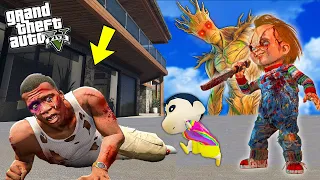 FRANKLIN under attack by EVIL CHUCKY and GROOT in GTA 5 | SHINCHAN and CHOP