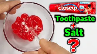 TESTING TOOTHPASTE AND SALT SLIME🤔👅🎧 How to make Slime with Closeup Toothpaste and salt...? [ASMR]