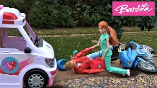 Barbie and Ken Story: Ken Breaks his Leg in Motorcycle Accident, Barbie Ambulance and Hospital