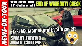 Smart ForTwo 450 Coupe. Tesla Gutachter prüft Verbrenner! End of Warranty Check 166.000 km, 17 Jahre