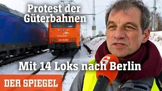 Protest der Güterbahnen: Mit 14 Loks nach Berlin - gegen Haushaltseinsparungen der Regierung
