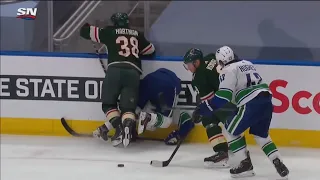 Ryan Hartman's Dangerous Hit On Elias Pettersson