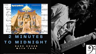 2 Minutes to Midnight by Iron Maiden - Bass Cover (tablature & notation included)