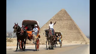 A horse-drawn carriage ride to the pyramids in Egypt