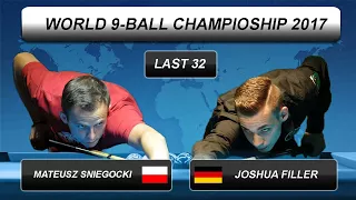 Mateusz Sniegocki - Joshua Filler | World 9-BALL Championship 2017 | Last 32