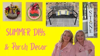 DIY Home Decor: Floral Wreath, Watermelon Wood Round, & Bee-themed Porch Makeover!