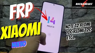 ✅FRP nuevo Como Eliminar cuenta Google Xiaomi Note 12 redmi 12c 10c Note 10 9 MIUI 14 MIUI 13