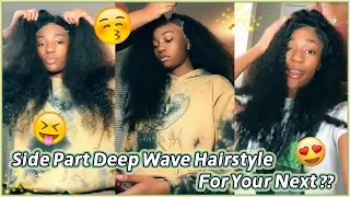 Deep Wave Wig Must Try!🎉 HD Lace Wig Install | Side Part Hairstyle Ft. #Elfinhair Honest Review