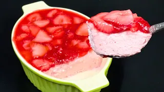 Whip condensed milk with strawberry! Delicious dessert, I never get tired of eating! No baking!