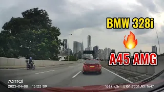 BMW F30 328i car chase with A45 AMG Malaysia