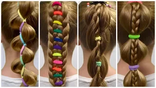 TOP 4 Braided Ponytails with Bright elastics ✿ HOW TO DO A BRAID | 2020 Hair Tutorial