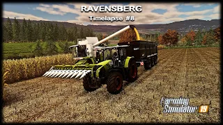 Harvesting corn, continuing potato harvest, fertilising clover | Ravensberg | FS19 Timelapse #8