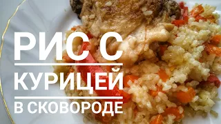 Рис с курицей. Всё в одной сковороде. Вкусный обед или ужин.