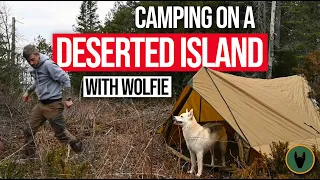 Camping on a Deserted Island with my Dog - Testing out a New Tent with a Woodstove.