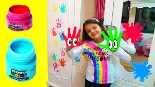 Masal and Öykü Learn Colored Finger Paints - Fun Kids Video