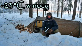 Camping in deep snow in hot tent, raindeer meat- northern Sweden