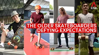 Middle aged skateboarders in Singapore