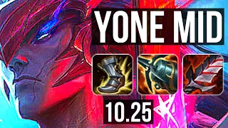 YONE vs SYNDRA (MID) (DEFEAT) | 9 solo kills, 400+ games | KR Diamond | v10.25