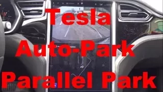 Tesla Model S: Auto Park Parallel Park How To/First Time Use