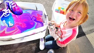 HYDRO Dipping Custom Shoes!! Adley Learns to make Tie-Dye pumpkins and our new lake house makeover!