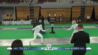 Tough Calls in Épée: Van Nunen hits opponent before the pass with one foot on the strip