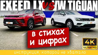 EXEED LX vs VW TIGUAN сравнение КРОССОВЕРОВ в СТИХАХ и ЦИФРАХ! Подробный обзор параметров! 💣