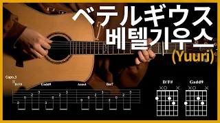 60.Yuuri - BETELGEUSE 【★★★☆☆】 | Guitar tutorial | (TAB+Chords)