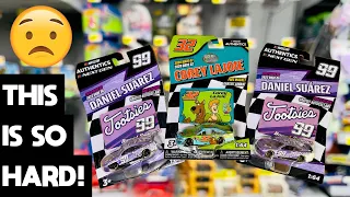 LET’S COMPARE THE NASCAR AUTHENTICS CHASE CARS. I MISSED A HOT WHEELS DUMP BIN AT THE WALMART!!