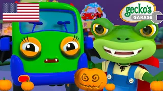 Baby Truck Trick or Treat! Halloween Adventures 🎃 | Gecko's Garage | Truck Catoons for Kids