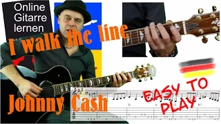 I walk the line Johnny Cash Easy to play Gitarre lernen 🎸