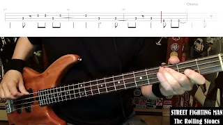 Street Fighting Man by The Rolling Stones - Bass Cover with Tabs Play-Along