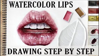 WATERCOLOR LIPS DRAWING TUTORIAL STEP by STEP | CHILL DRAWING SESSION