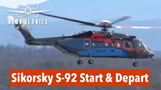 Sikorsky S-92A Helicopter Startup and Departure from Tri-Cities Airport (KTRI) 29Feb24