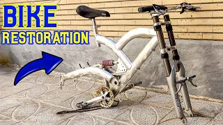 INCREDIBLE BIKE RESTORATION |Transforming A Trash Bike Into A Epic Blue and Yellow Mountain Bike