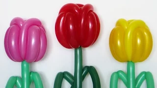 Tulip flower of balloons - twisting tutorial (Subtitles)