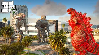 Shin Godzilla vs Mechagodzilla and Mechani Kong Epic Battle - GTA V Mods