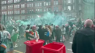 Jubilant Celtic fans celebrate trophy day party after Aberdeen rout