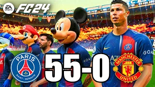 FIFA 24 - RONALDO, MICKEY MOUSE, MARIO, ALL STARS PLAYS TOGETHER | PSG 55-0 Manchester United